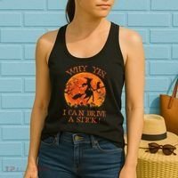 Why Yes I Drive A Stick Halloween Witch Women's Tank Top thumb 2