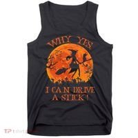 Why Yes I Drive A Stick Halloween Witch Tank Top thumb 0