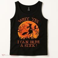 Why Yes I Drive A Stick Halloween Witch Tank Top thumb 2