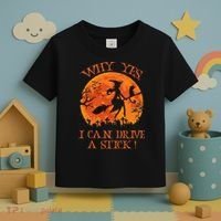 Why Yes I Drive A Stick Halloween Witch Toddler T-Shirt thumb 3