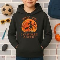 Why Yes I Drive A Stick Halloween Witch Kids Hoodie thumb 2
