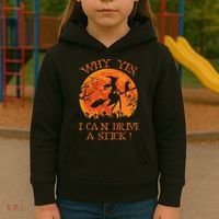 Why Yes I Drive A Stick Halloween Witch Kids Hoodie thumb 3