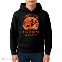 Why Yes I Drive A Stick Halloween Witch Kids Hoodie thumb 4