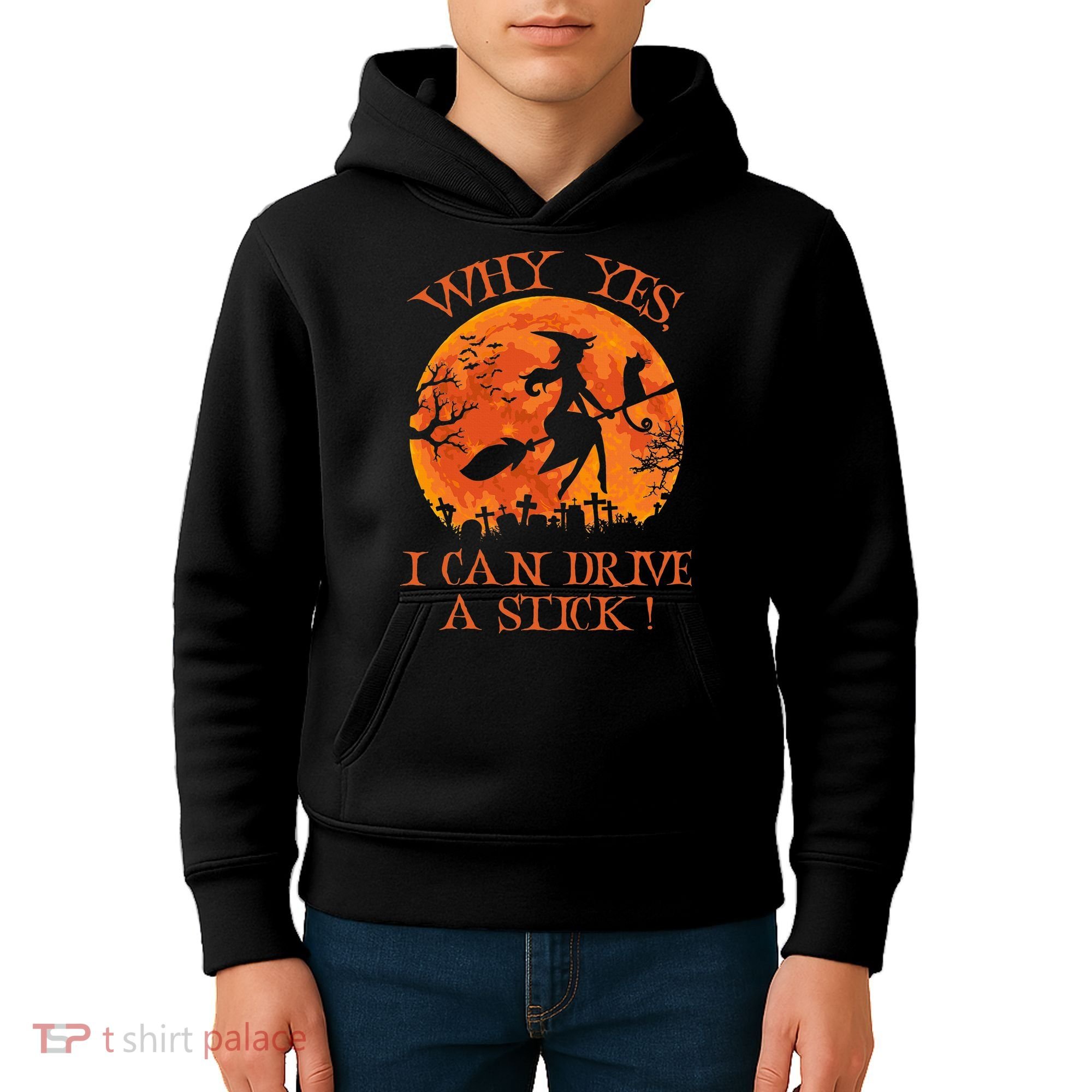 Why Yes I Drive A Stick Halloween Witch Kids Hoodie