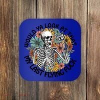 Would Ya Look At That My Last Flying Fuck Skeleton Halloween Gift Coaster thumb 0