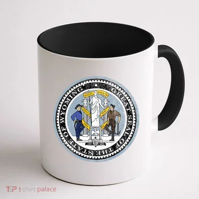 Wyoming Distressed State Seal Coffee Mug back