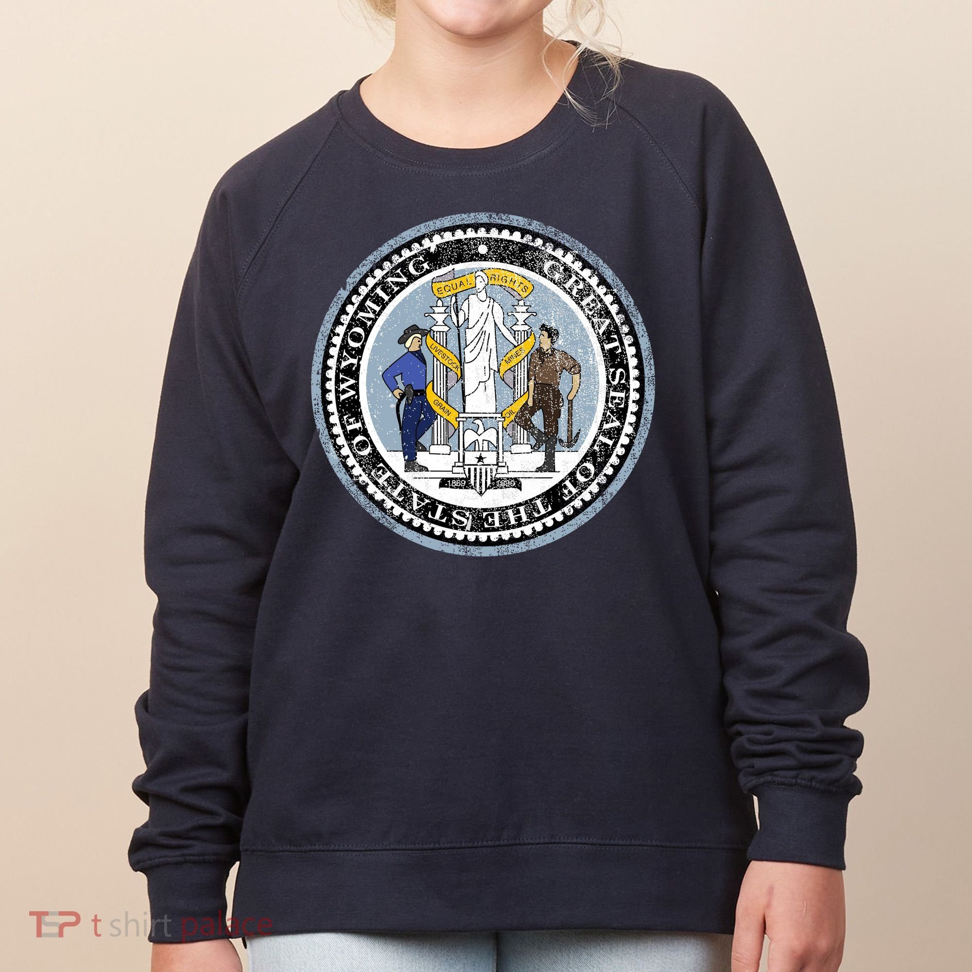 Wyoming Distressed State Seal Women's Sweatshirt