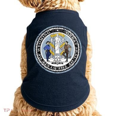 Wyoming Distressed State Seal Doggie Tank