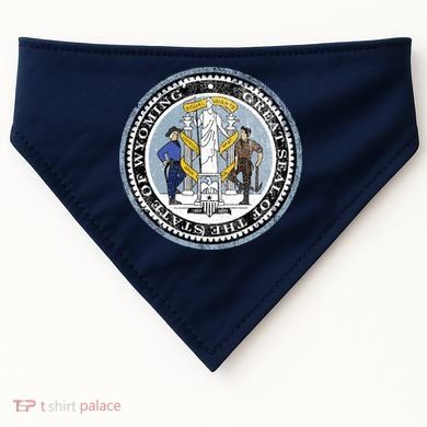 Wyoming Distressed State Seal USA-Made Doggie Bandana