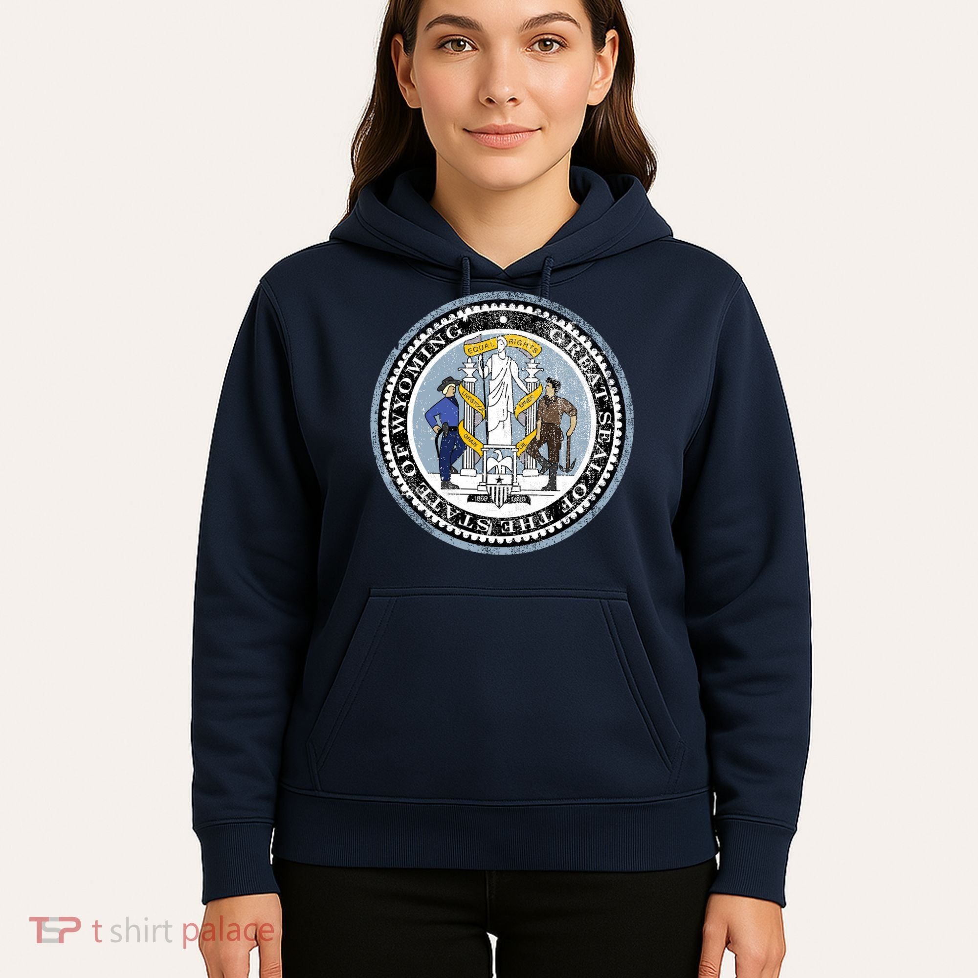 Wyoming Distressed State Seal Hoodie