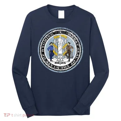 Wyoming Distressed State Seal Long Sleeve Shirt