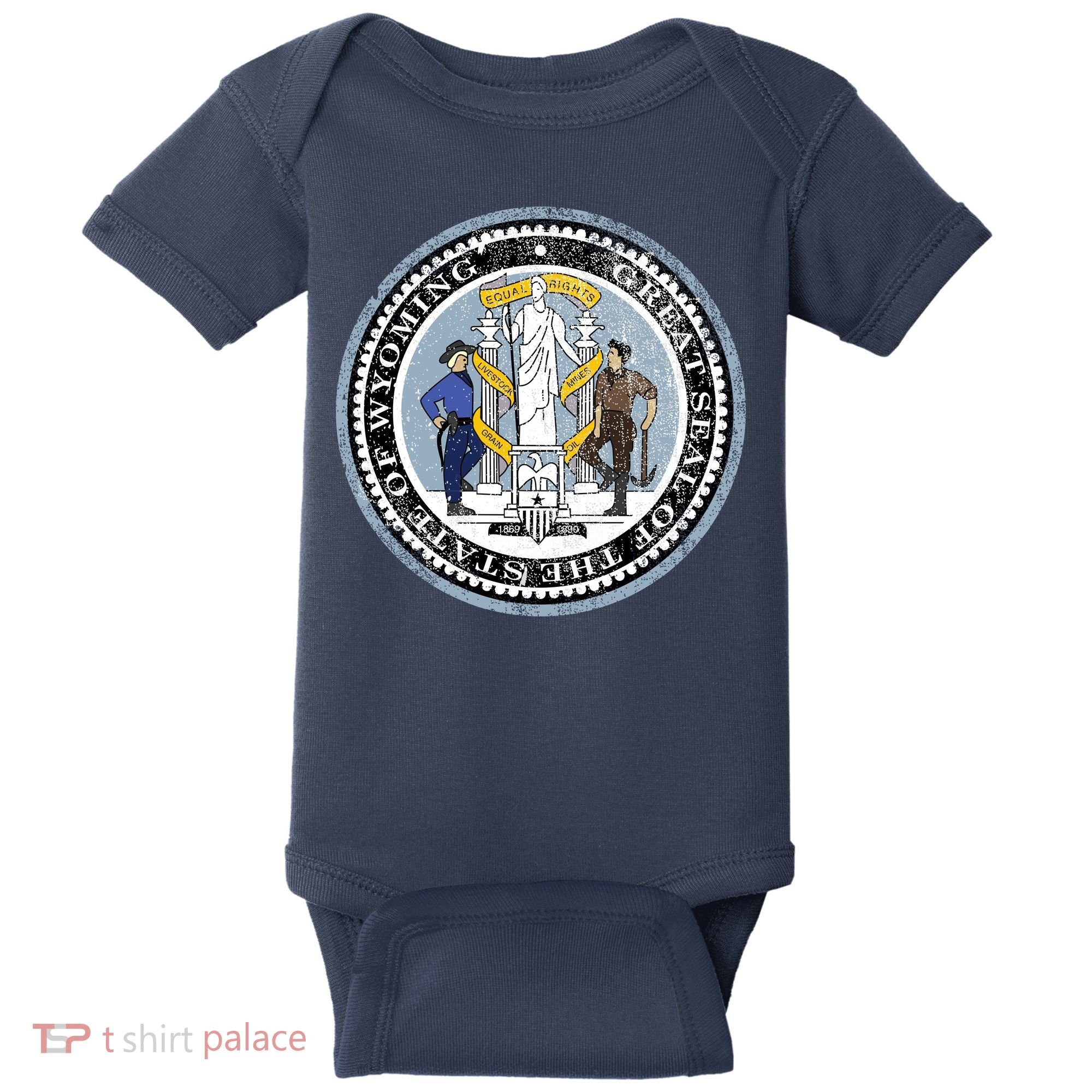 Wyoming Distressed State Seal Baby Bodysuit