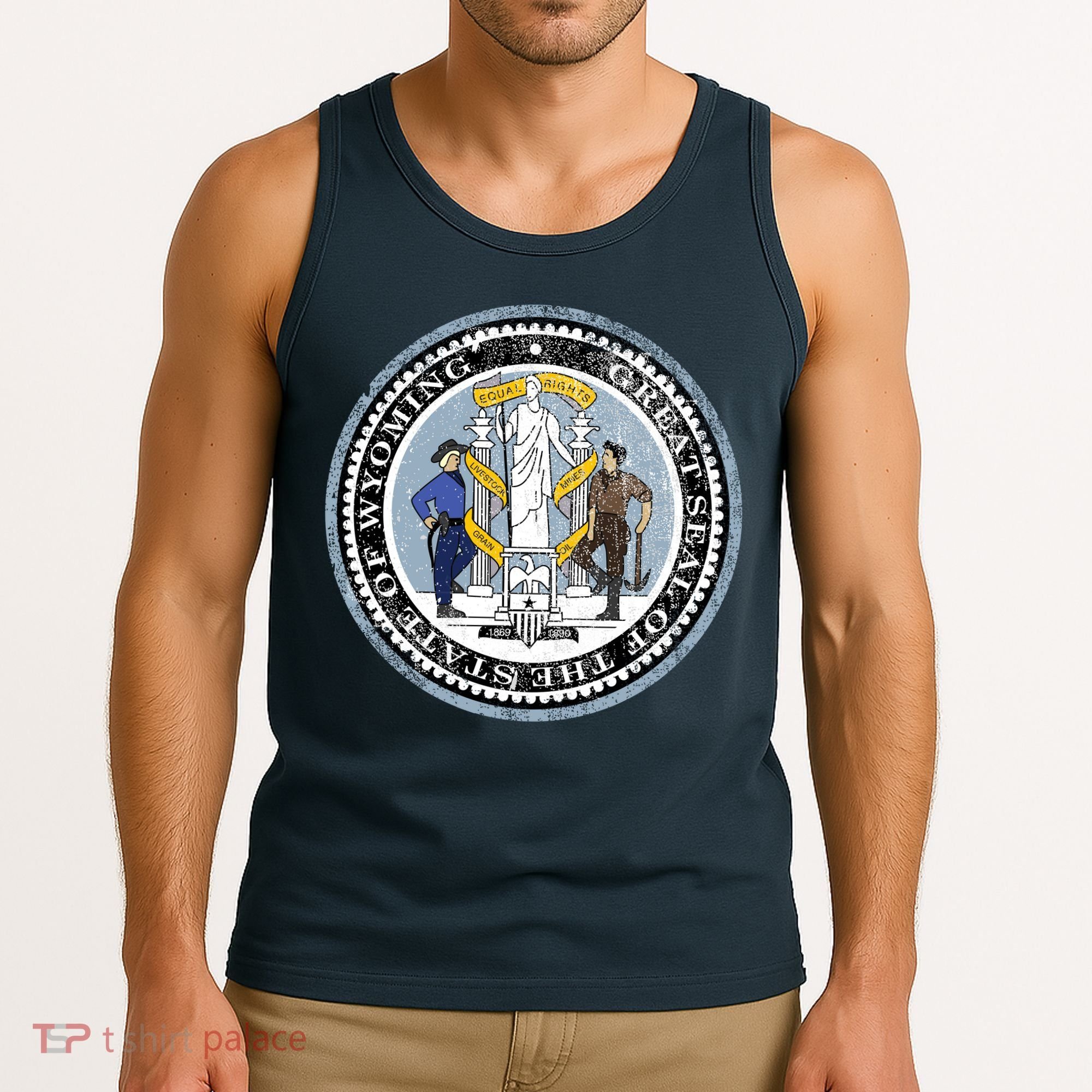 Wyoming Distressed State Seal Tank Top