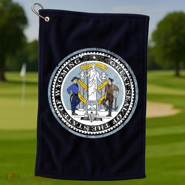 Wyoming Distressed State Seal Golf Towel