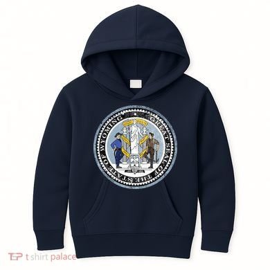 Wyoming Distressed State Seal Kids Hoodie