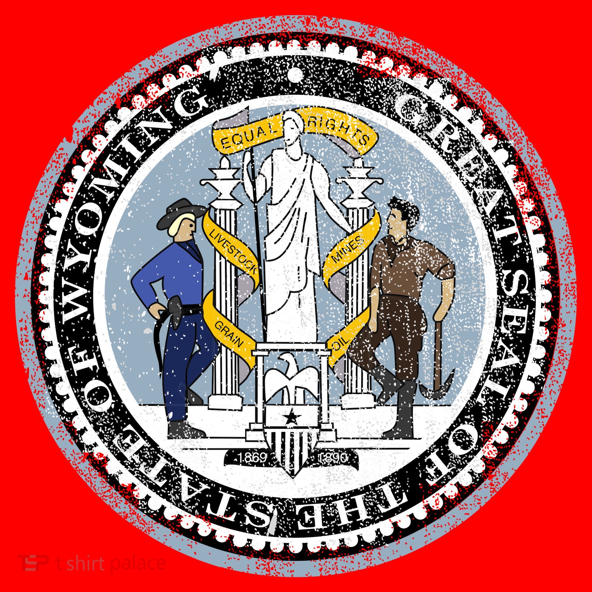 Wyoming Distressed State Seal Santa Hat