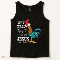 Why Y'all Trying To Test The Jesus In Me Funny Chicken Tank Top thumb 2