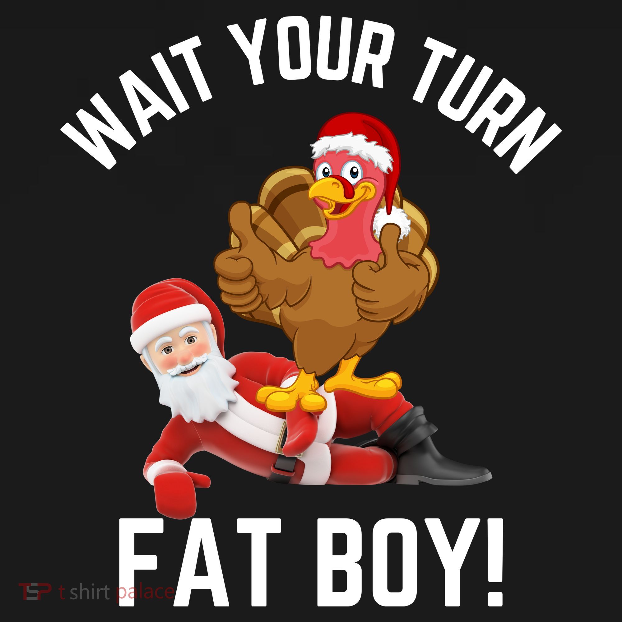 Wait Your Turn Fat Boy Funny Thanksgiving Turkey Santa Backpack