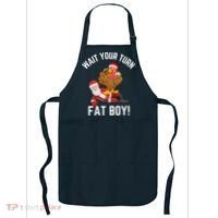 Wait Your Turn Fat Boy Funny Thanksgiving Turkey Santa Apron thumb 0