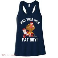 Wait Your Turn Fat Boy Funny Thanksgiving Turkey Santa Women's Tank Top thumb 0