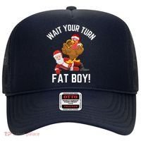 Wait Your Turn Fat Boy Funny Thanksgiving Turkey Santa Hat thumb 0