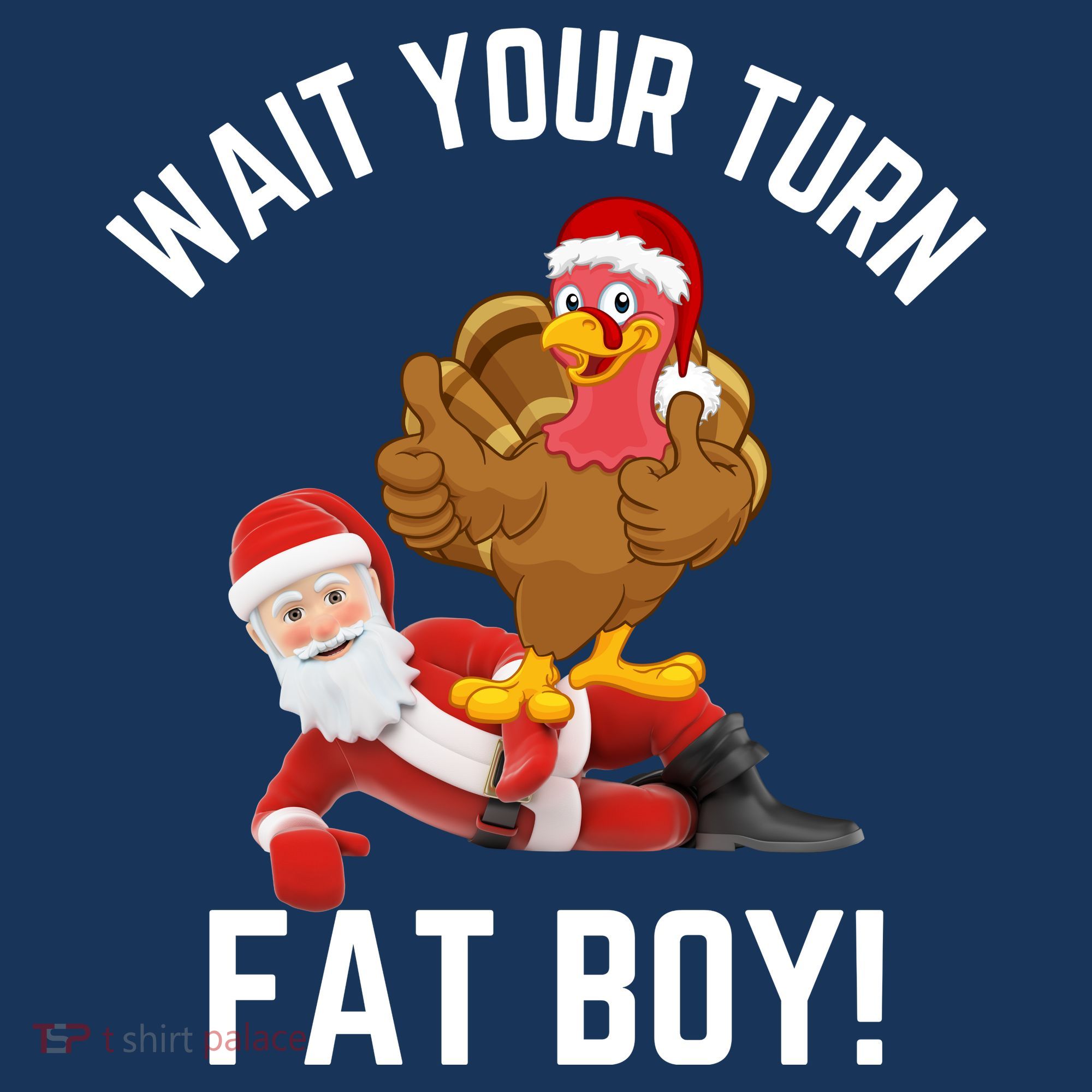 Wait Your Turn Fat Boy Funny Thanksgiving Turkey Santa Kids Hoodie
