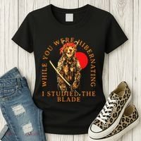 While You Were Hibernating I Studied The Blade Bear Samurai Women's T-Shirt thumb 3