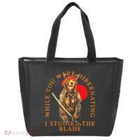 While You Were Hibernating I Studied The Blade Bear Samurai Tote Bag thumb 0