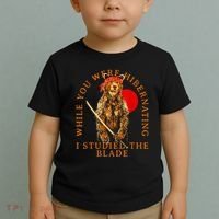 While You Were Hibernating I Studied The Blade Bear Samurai Toddler T-Shirt thumb 2