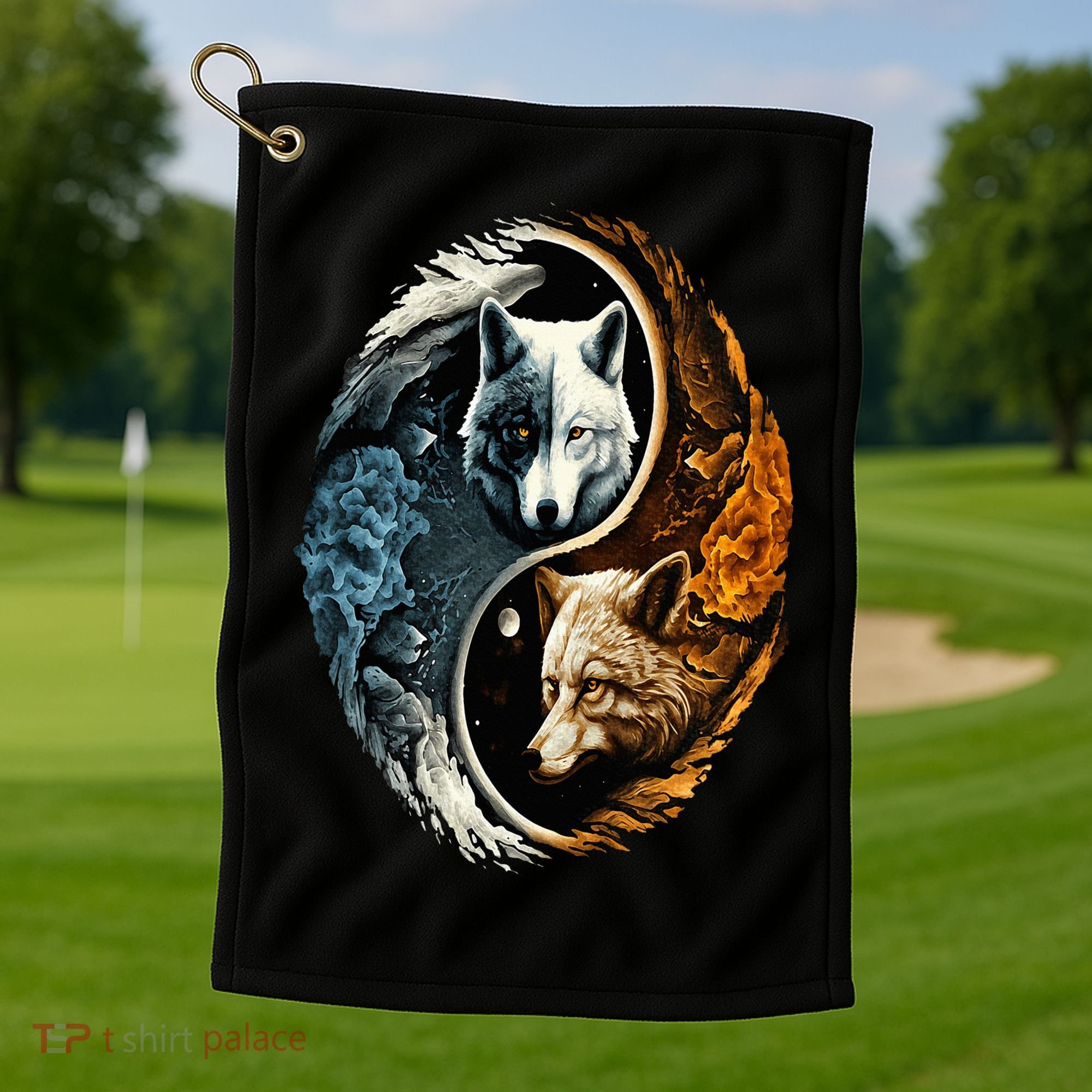 Wolf Yin Yang Golf Towel