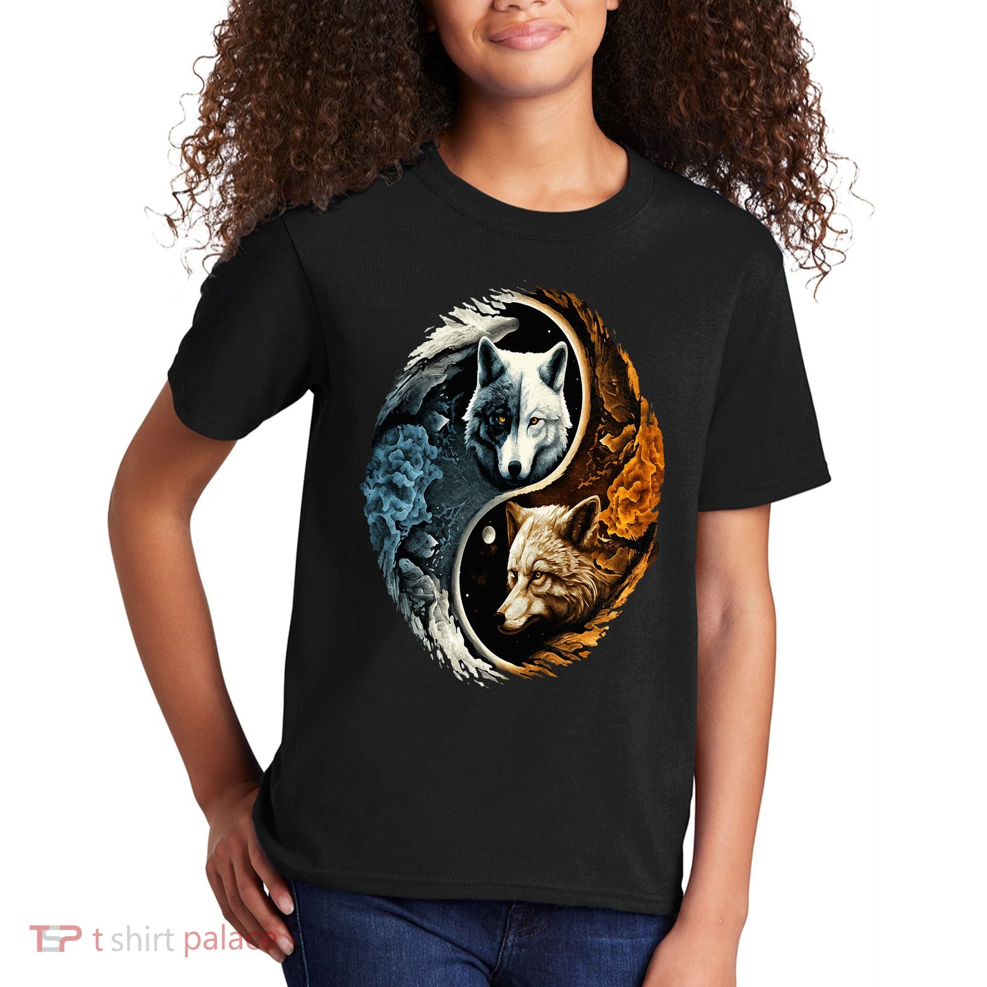 Wolf Yin Yang Kids T-Shirt