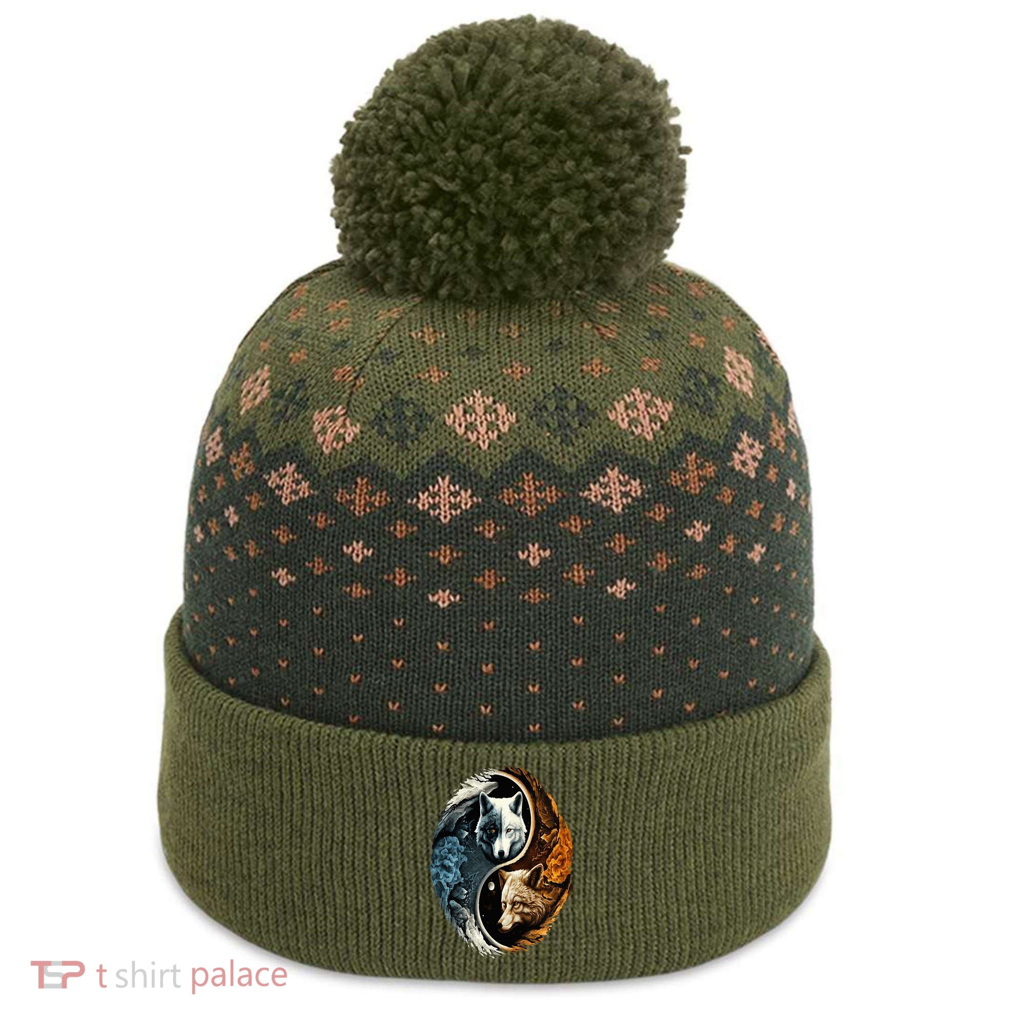 Wolf Yin Yang The Baniff Cuffed Pom Beanie
