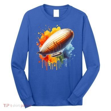 Watercolor Zeppelin Dirigible Airship Meaningful Gift Long Sleeve Shirt
