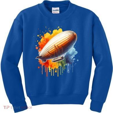 Watercolor Zeppelin Dirigible Airship Meaningful Gift Kids Sweatshirt