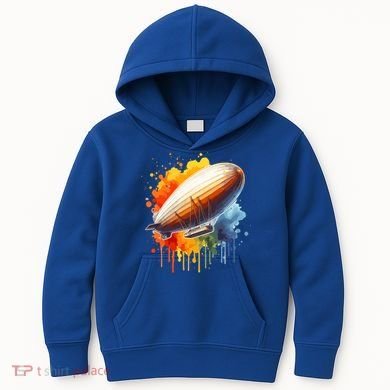 Watercolor Zeppelin Dirigible Airship Meaningful Gift Kids Hoodie