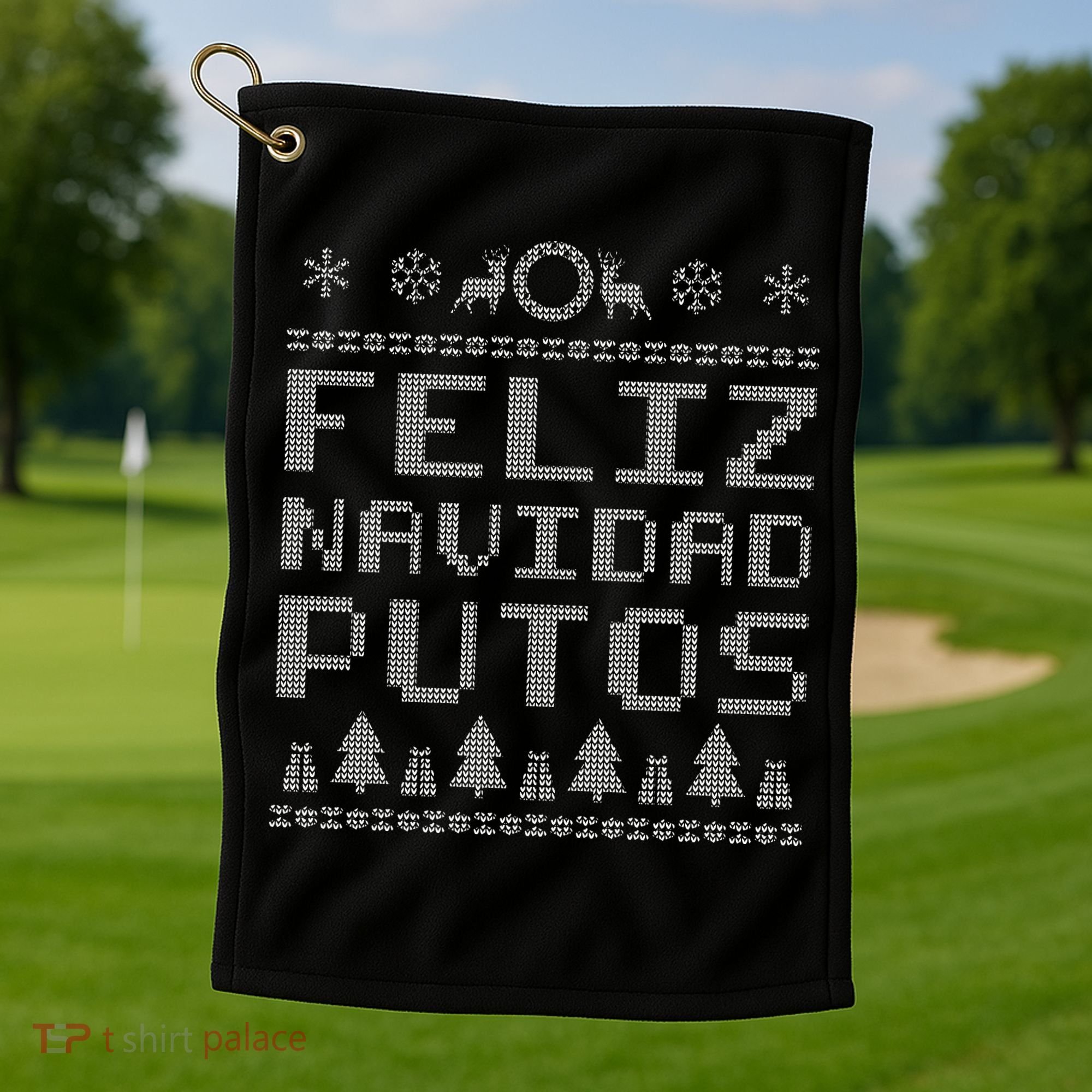 X-Mas Feliz Navidad Putos Ugly Christmas Golf Towel