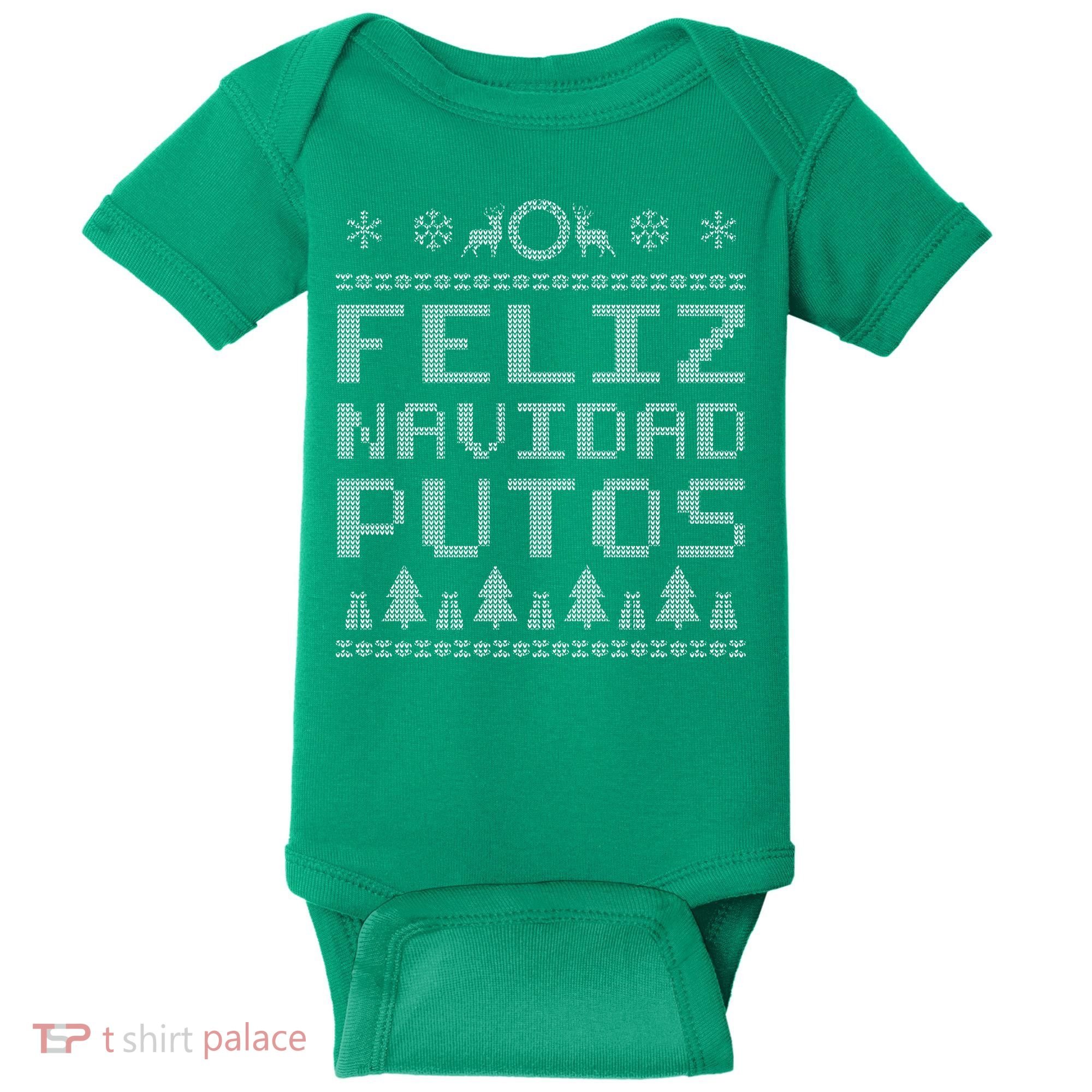 X-Mas Feliz Navidad Putos Ugly Christmas Baby Bodysuit