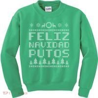 X-Mas Feliz Navidad Putos Ugly Christmas Kids Sweatshirt thumb 0