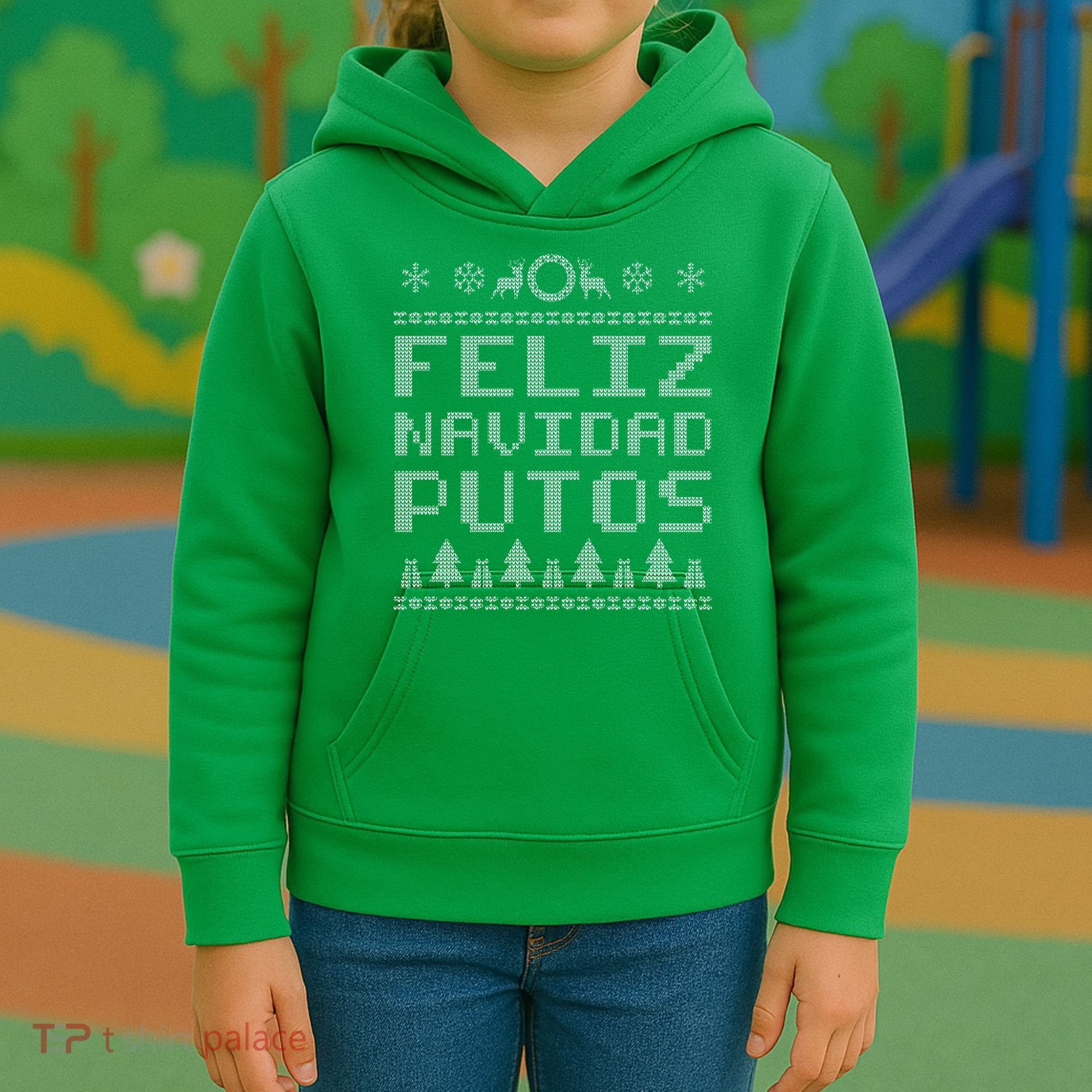 X-Mas Feliz Navidad Putos Ugly Christmas Kids Hoodie