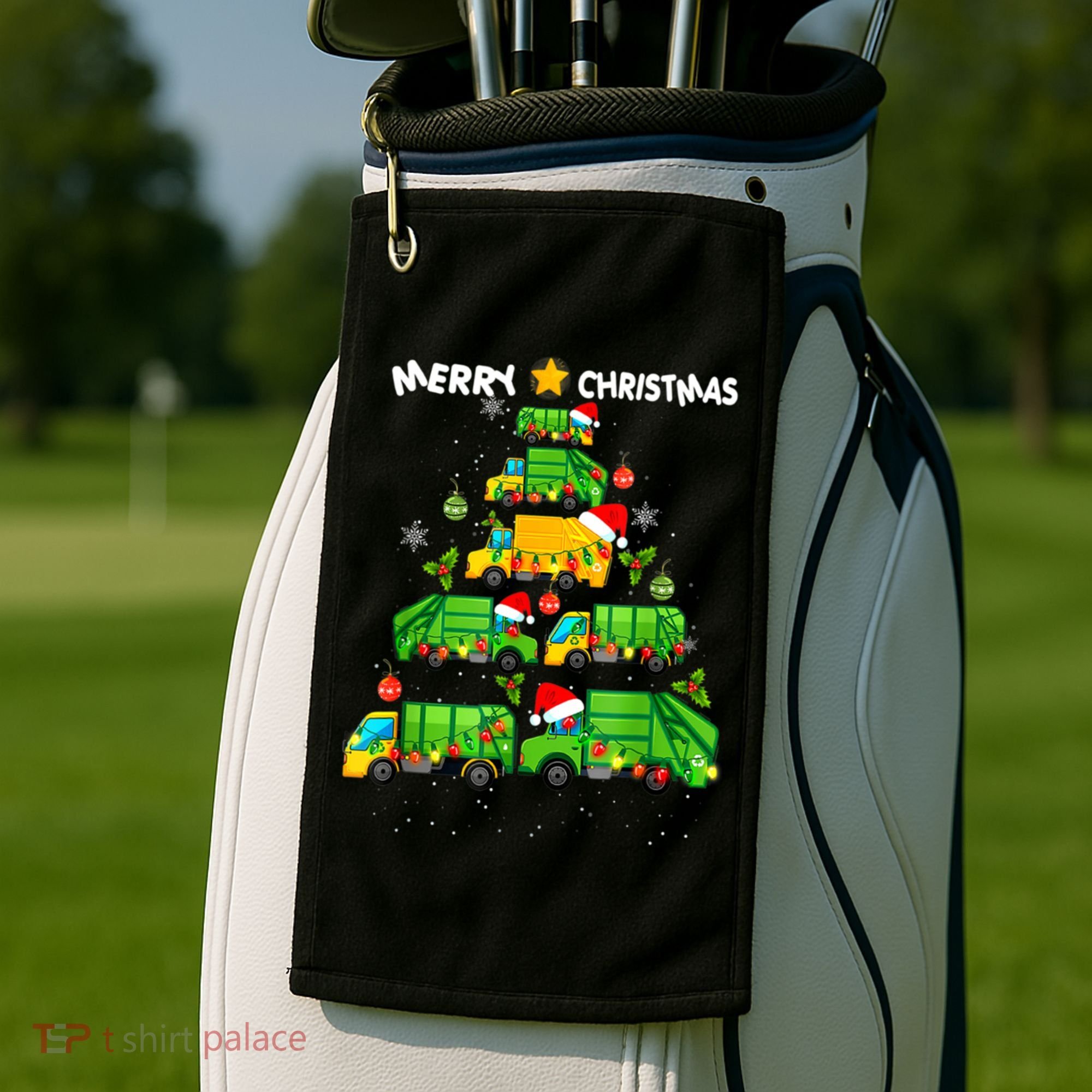 Xmas Boys Garbage Truck Christmas Tree Ornat Gift Golf Towel