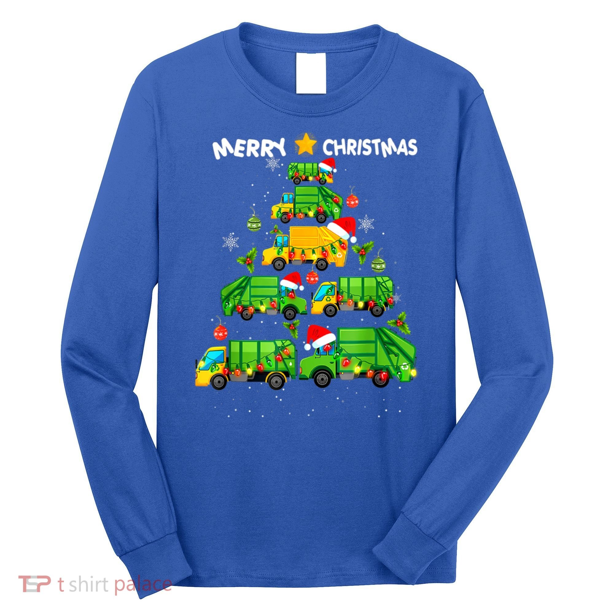 Xmas Boys Garbage Truck Christmas Tree Ornat Gift Long Sleeve Shirt