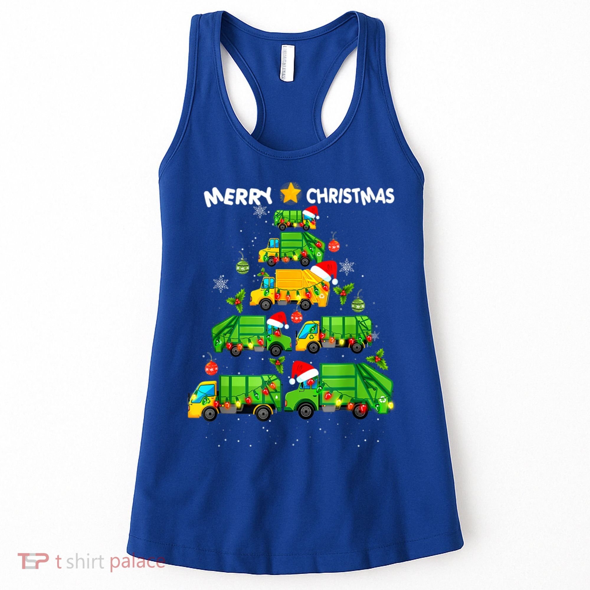 Xmas Boys Garbage Truck Christmas Tree Ornat Gift Women's Tank Top