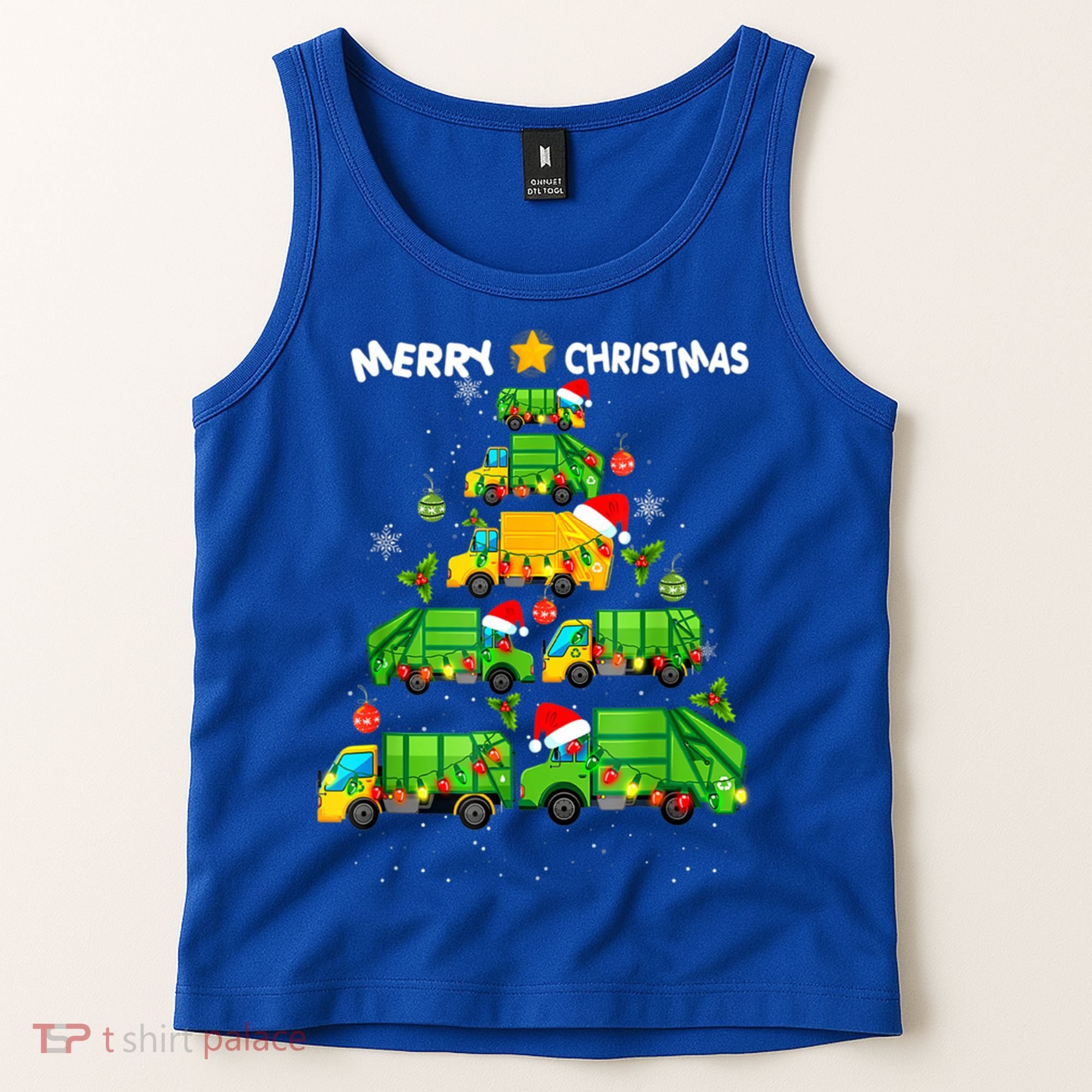 Xmas Boys Garbage Truck Christmas Tree Ornat Gift Tank Top