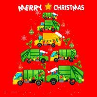 Xmas Boys Garbage Truck Christmas Tree Ornat Gift Santa Hat thumb 1