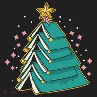 Xmas Book Nerd Library Lover Bookworm Book Christmas Tree Funny Gift Women's Sweatshirt thumb 2