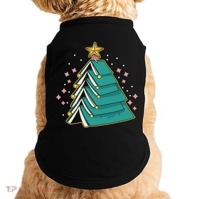 Xmas Book Nerd Library Lover Bookworm Book Christmas Tree Funny Gift Doggie Tank