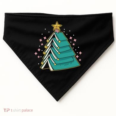 Xmas Book Nerd Library Lover Bookworm Book Christmas Tree Funny Gift USA-Made Doggie Bandana