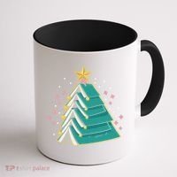 Xmas Book Nerd Library Lover Bookworm Book Christmas Tree Funny Gift Coffee Mug thumb 1