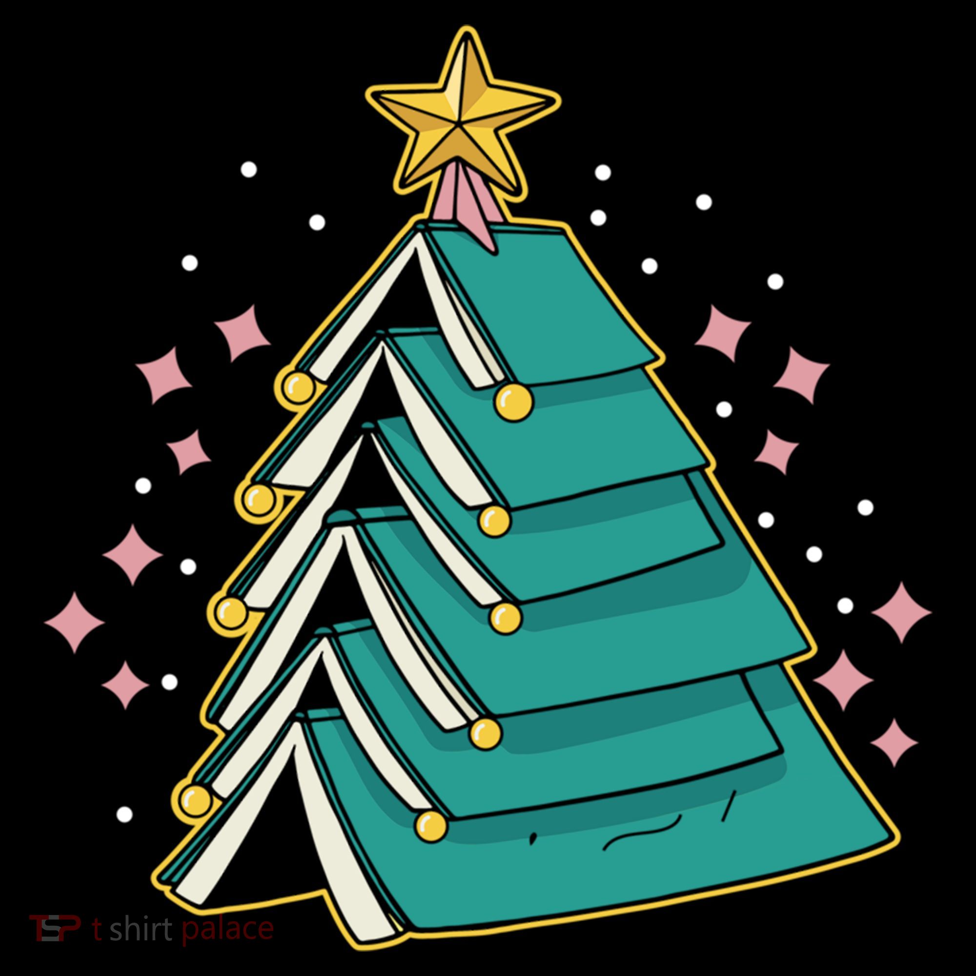 Xmas Book Nerd Library Lover Bookworm Book Christmas Tree Funny Gift Women's Hoodie
