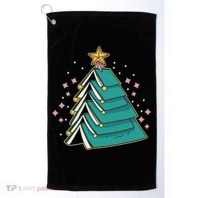 Xmas Book Nerd Library Lover Bookworm Book Christmas Tree Funny Gift Golf Towel